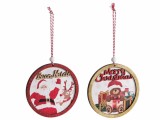 Cumpara ieftin Set 2 ornamente brad Craciun lemn multicolor &Oslash; 10.5 cm