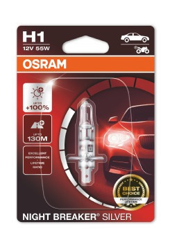 BEC 12V H1 55 W NIGHT BREAKER SILVER +100% BLISTER 1 BUC OSRAM 5126 foto