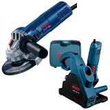 Bosch GNF 35 CA + GWS 9-125 S - Freza pentru caneluri beton 1400 W 150 mm valiza plastic + Polizor unghiular cu fir 900 W 125 mm