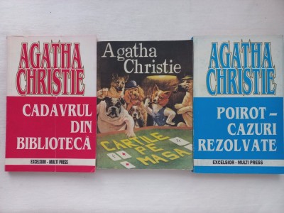 AGATHA CHRISTIE - CADAVRUL DIN BIBLIOTECA + CARTILE PE MASA + POIROT- CAZURI REZOLVATE foto