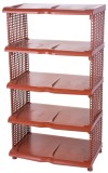 Raft pentru pantofi Strend Pro, 5 niveluri, plastic aspect ratan, 48x30,5x86 cm