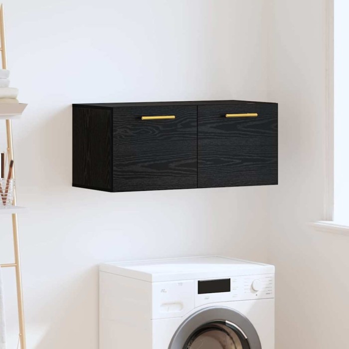 vidaXL Dulap de perete Stejar negru 80 x 36.5 x 35 cm Lemn compozit 879557