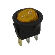 Intrerupator Rocker rotund SPST ON-OFF Galben cu led 12V 20A IP20 KCD1-8