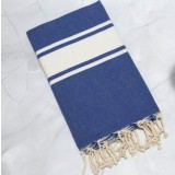 Prosop Fouta Plajă &amp; Spa Albastru Marin Cu Dungi Albe 200 x 100 cm