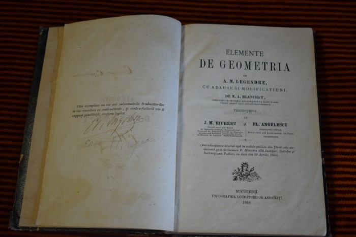 A. M. Legendre - Elemente de geometria (1868) J. M. Riurenu si El. Angelescu