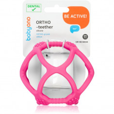 BabyOno Be Active Ortho Teether jucărie pentru dentiție pentru nou-nascuti si copii Pink 1 buc