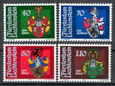 Liechtenstein 1982 793/96 MNH nestampilat - Steme (III) foto