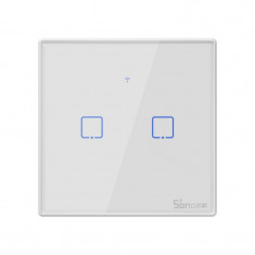 Intrerupator Smart Touch WiFi + RF 433 Sonoff T2 EU TX, 2 canale