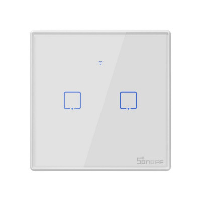 Intrerupator Smart Touch WiFi + RF 433 Sonoff T2 EU TX, 2 canale foto