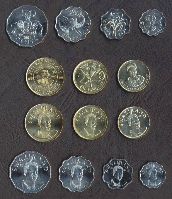SWAZILAND █ SET COMPLET DE MONEDE █ 10+20+50 Cents 1+2+5 Emalangeni █ 2015 █ UNC