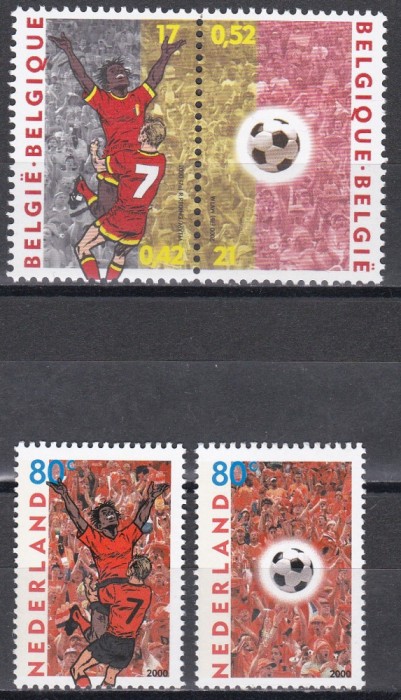 Belgia, Olanda 2000 - C. E. de Fotbal, Belgia și Țările de Jos, 2 Serii, MNH
