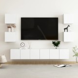 vidaXL Set dulapuri TV, 7 piese, alb, lemn prelucrat