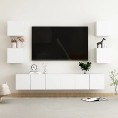 vidaXL Set dulapuri TV, 7 piese, alb, lemn prelucrat foto