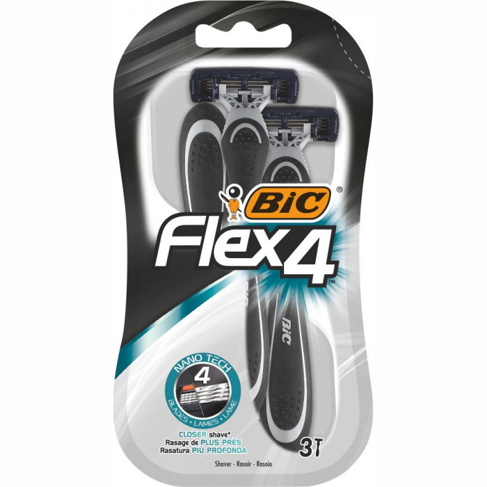 Set 3 Aparate De Ras Bic Flex 4 Cu 4 Lame, Lame De Barbierit, Lame Pentru Ras, Aparat Pentru Ras, Aparat Pentru Barbierit, Bic Pentru Ras, Bic Pentru