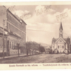 4577 - DEVA, Hunedoara, Biserica Reformata si Liceul - old postcard - used 1929