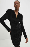 Cumpara ieftin Answear Lab rochie de catifea culoarea negru, mini, mulata