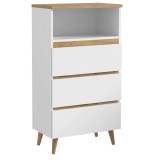 Comoda biblioteca Norge 03 cu 3 sertare si raft deschis, 65x37x119 cm, alb si stejar craft Household NewTrend
