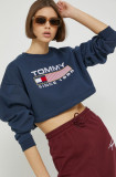 Cumpara ieftin Tommy Jeans bluza femei, culoarea albastru marin, cu imprimeu