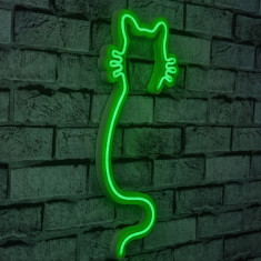 Decoratiune luminoasa LED, Cat, Benzi flexibile de neon, DC 12 V, Verde