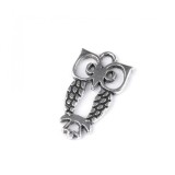 Pandantiv decorativ metalic, 12 x 21 mm Bufnita platinum, Crisalida