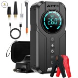 Starter/Compresor Auto Portabil APF&reg; 150PSI, pentru motoare 5L benzina sau 3L diesel, curent max 1000A, lanterna, powerbank USB, redresor auto, clesti