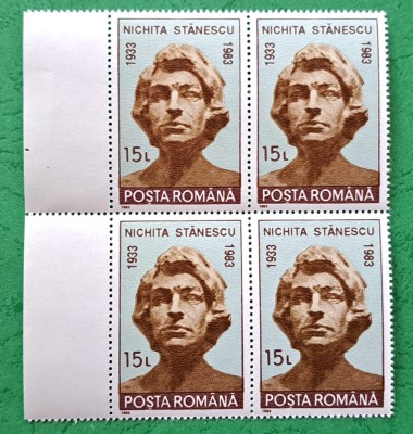 TIMBRE ROMANIA MNH LP1311/1993 60ani nașterea Nichita Stanescu -Bloc de 4 foto