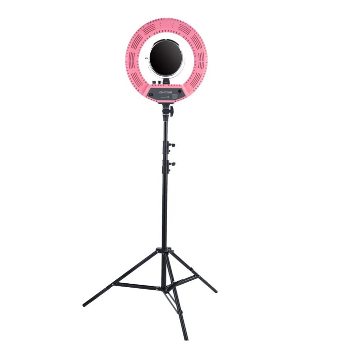 Lampa Circulara 45cm cu Oglinda, Ring Light LED, lumina reglabila - Pink