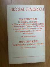 d8 Nicolae Ceausescu -Expunere la sedinta comuna a Plenarei Comitetului Central foto