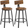 VASAGLE Set de 2 scaune de bar inalte cu spatar, cadru din otel, industrial, 51x89cm, maro rustic Household NewTrend