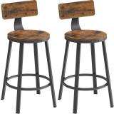 VASAGLE Set de 2 scaune de bar inalte cu spatar, cadru din otel, industrial, 51x89cm, maro rustic Household NewTrend