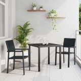 vidaXL Set de masă pentru grădină 3 pcs Negru Rattan poli