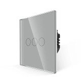 Intrerupator triplu Luxion touch, gri, incastrat, 500W, IP45