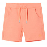Pantaloni Scurti Copii Portocaliu Neon, 128 (7-8 ani), Bumbac, Snur in Talie