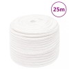 VidaXL Fr&acirc;nghie de barcă, alb complet, 14 mm, 25 m, polipropilenă