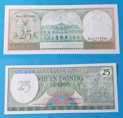 Bancnota veche - Suriname 25 Gulden - in stare foarte buna serie cu duble 117766 foto