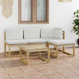 Set mobilier gradina cu perne crem, 5 piese GartenMobel Dekor, vidaXL