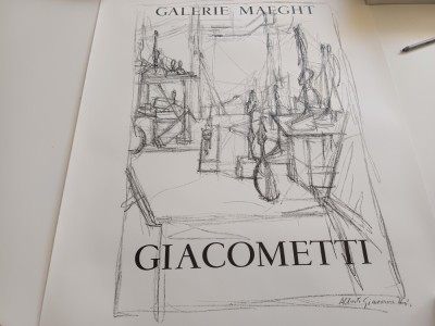 ALBERTO GIACOMETTI, AFIS &amp;rdquo; ATELIER&amp;rdquo;, SEMNAT IN PLACA. FORMAT MARE 67 X 50 CM. EDITAT DE GALERIE MAEGHT foto