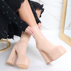 Botine Dama Bej din Piele Ecologica Adinda, 37