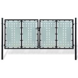 Cumpara ieftin Poarta de gard cu o singura usa neagra, 300x125 cm