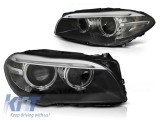 Set de faruri de tuning cu ochi de &icirc;nger si lumini DRL potrivit pentru BMW 5 F10/F11 2010-07.2013, stanga si dreapta Performance AutoTuning