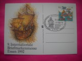 HOPCT 11078 EUROPA CEPT-TARGUL INT FILATELIC ESSEN 1992 GERMANIA -CORABIE-VAPOR-EUROPA -NECIRCULATA