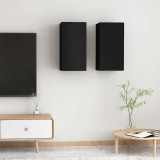 Comode TV, 2 buc., negru, 30,5x30x60 cm, lemn prelucrat
