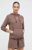 Cumpara ieftin Adidas Originals hanorac de bumbac femei, culoarea maro, cu glugă, uni IR5936