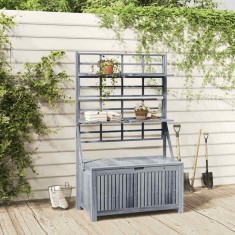 vidaXL Cutie depozitare cu spalier, gri, 99x55x160 cm, lemn masiv acacia