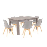 Cumpara ieftin Set de masă Lola 6+1 gri-stejar York