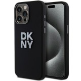 Husa iPhone 15 Pro Max DKNY Hardcase Liquid Silicone Metal Logo, negru, DKHCP15XSMCBSK