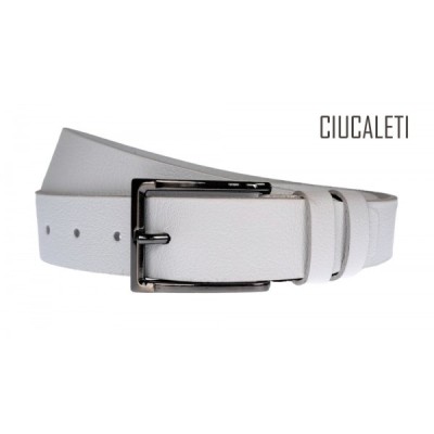 Curea barbati, eleganta pentru costum, din piele naturala latime 3.5 cm, Alb - CK206A foto