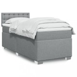 Cumpara ieftin Pat box spring cu saltea, gri deschis, 90x190 cm, textil