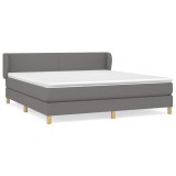 Cumpara ieftin Pat box spring cu saltea, gri inchis, 180x200 cm, textil