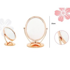 Oglinda de masa, 2 fete, cosmetica si machiaj, rotire 360 grade, inaltime 23 cm, rose gold foto